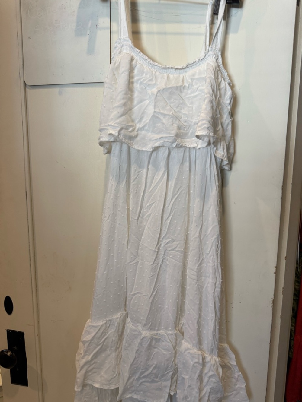 White Midi Sundress with Ruffled Bodice - Unbranded